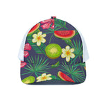 Aloha Tropical Watermelon Pattern Print White Mesh Trucker Cap
