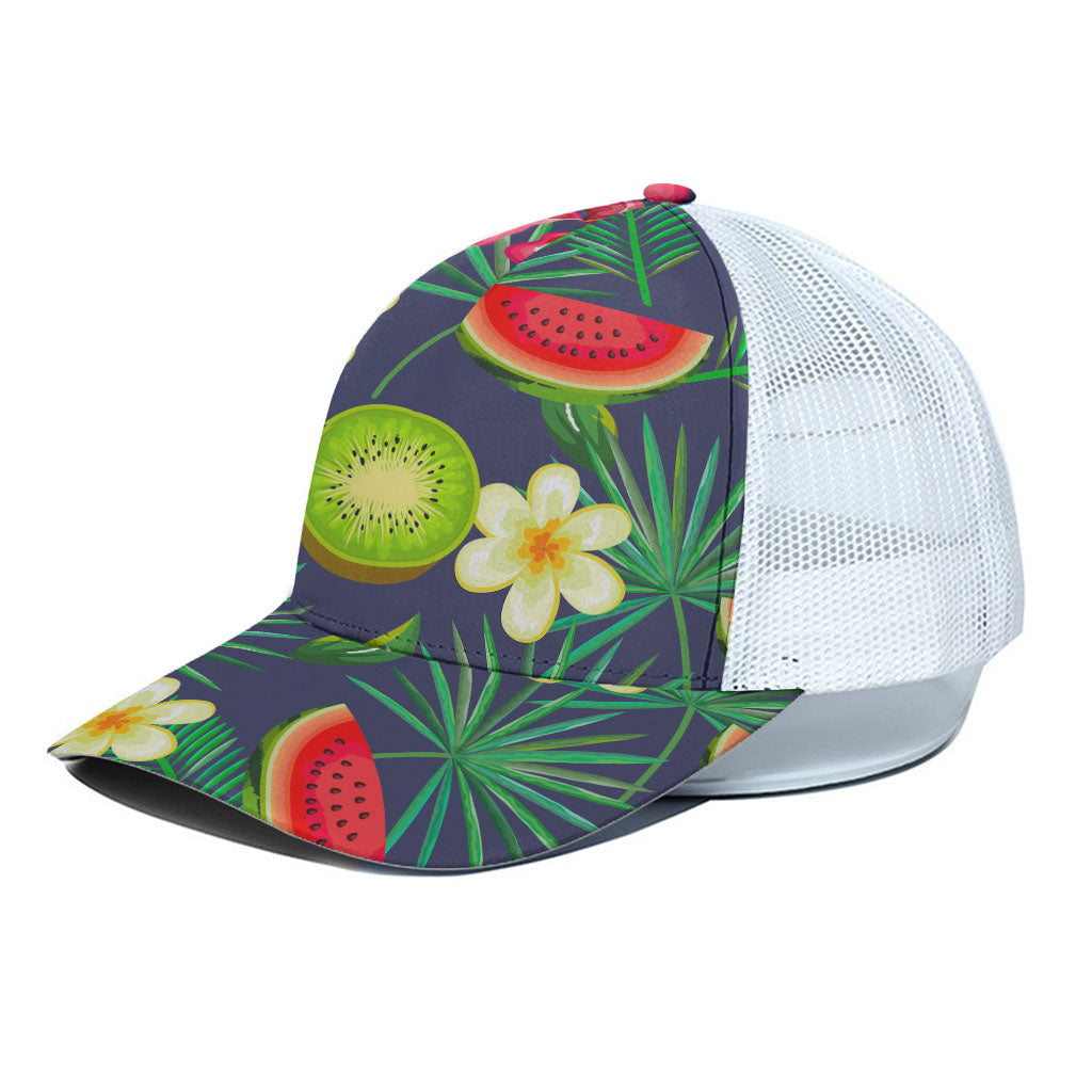 Aloha Tropical Watermelon Pattern Print White Mesh Trucker Cap
