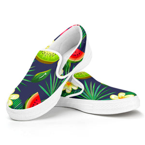 Aloha Tropical Watermelon Pattern Print White Slip On Sneakers