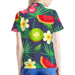 Aloha Tropical Watermelon Pattern Print Women's Polo Shirt