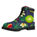 Aloha Tropical Watermelon Pattern Print Padded Collar Lace Up Boots