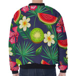 Aloha Tropical Watermelon Pattern Print Zip Sleeve Bomber Jacket