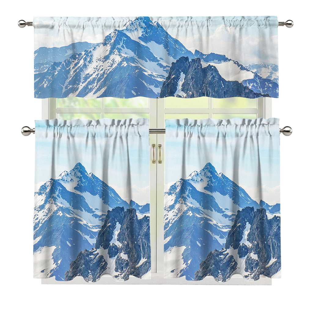 Alps Mountain Print 3 Piece Kitchen Curtains