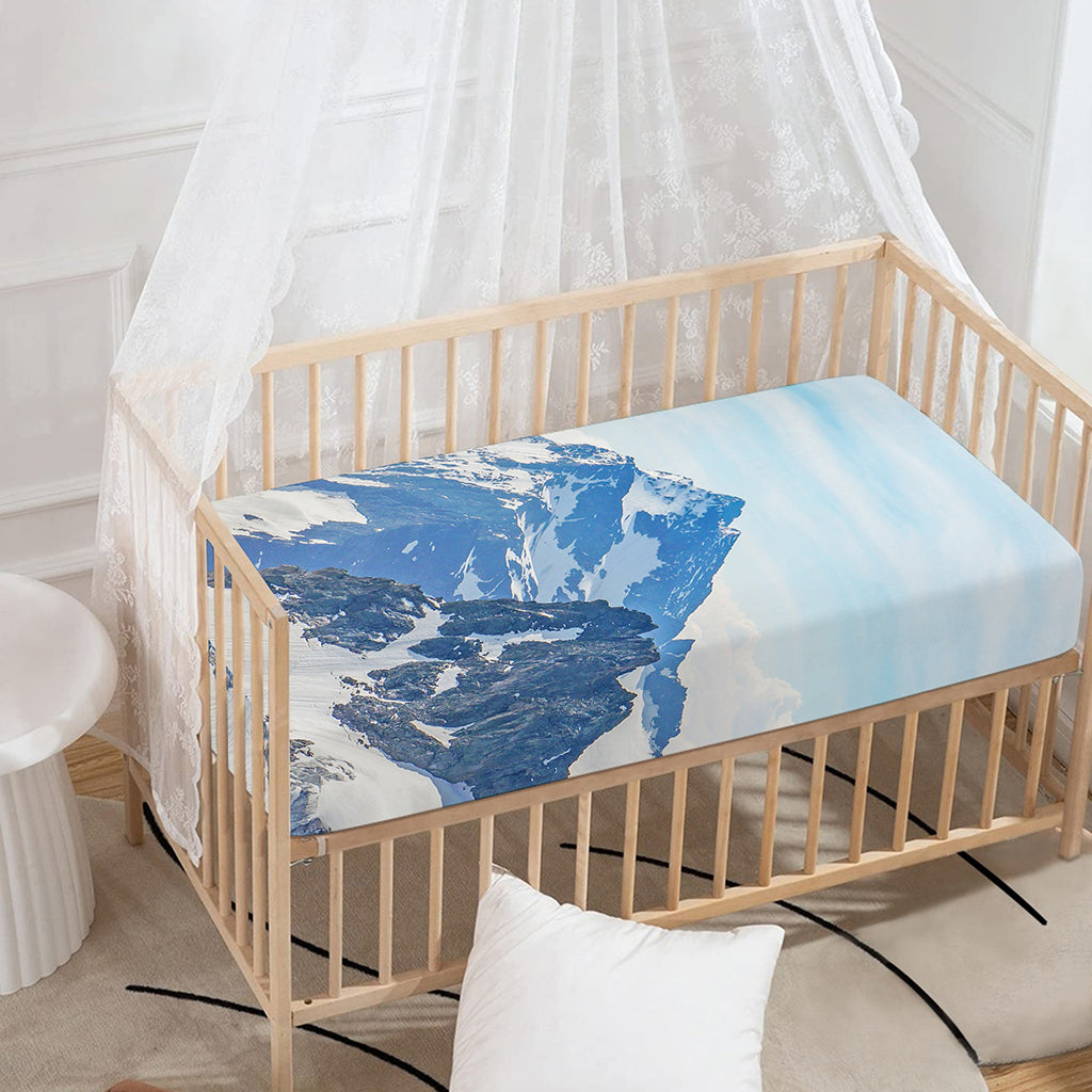 Alps Mountain Print Baby Crib Sheet