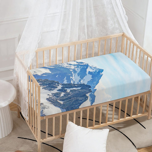 Alps Mountain Print Baby Crib Sheet