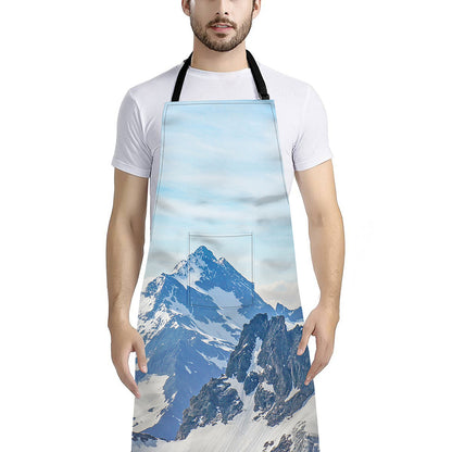 Alps Mountain Print Bib Apron With Pocket
