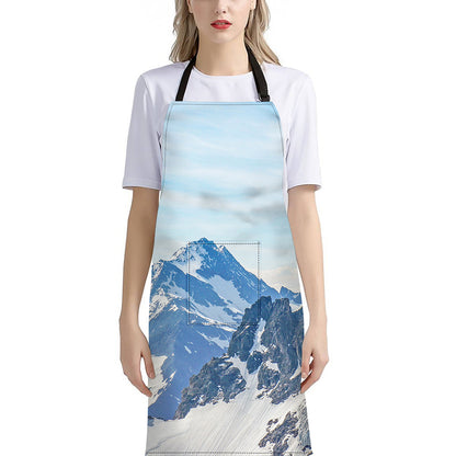 Alps Mountain Print Bib Apron With Pocket