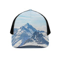Alps Mountain Print Black Mesh Trucker Hat