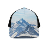 Alps Mountain Print Black Mesh Trucker Cap