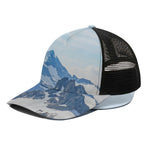 Alps Mountain Print Black Mesh Trucker Cap