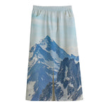 Alps Mountain Print Cotton Front Slit Maxi Skirt