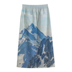 Alps Mountain Print Cotton Front Slit Maxi Skirt