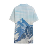 Alps Mountain Print Cotton Hawaiian Shirt