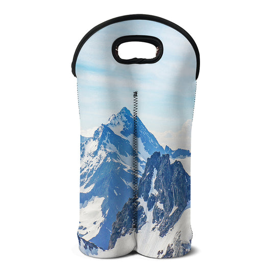 Alps Mountain Print Double Neoprene Wine Tote