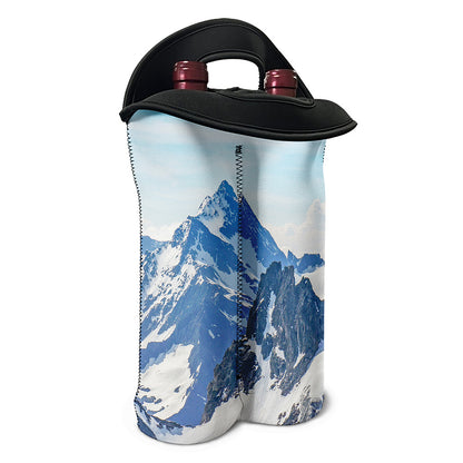 Alps Mountain Print Double Neoprene Wine Tote