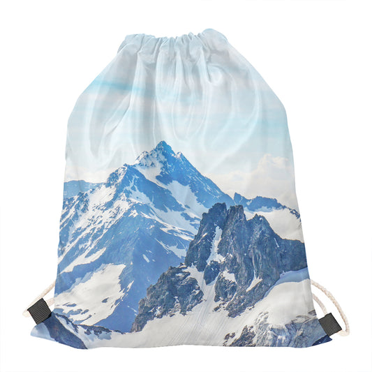 Alps Mountain Print Drawstring Bag