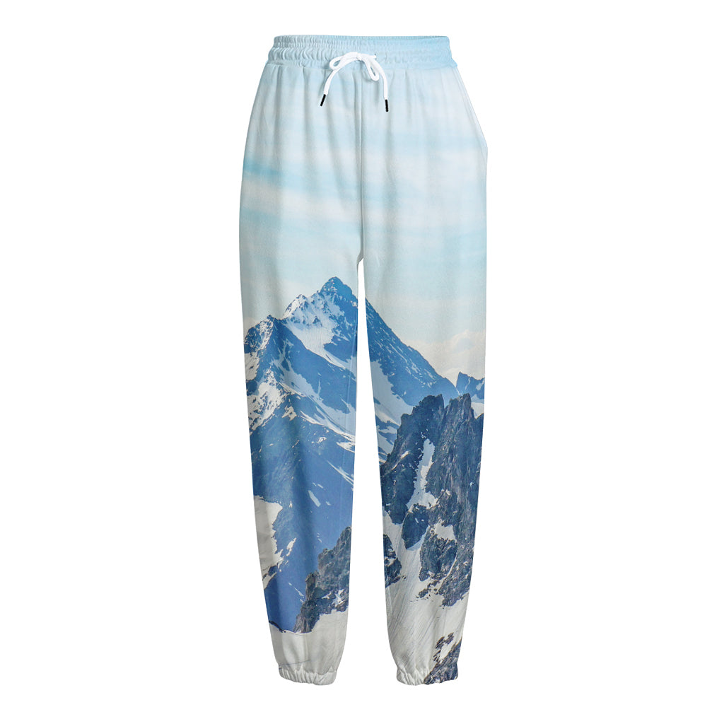 Alps Mountain Print Fleece Lined Knit Pants