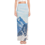Alps Mountain Print High Slit Maxi Skirt