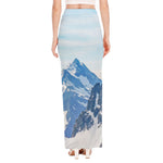 Alps Mountain Print High Slit Maxi Skirt