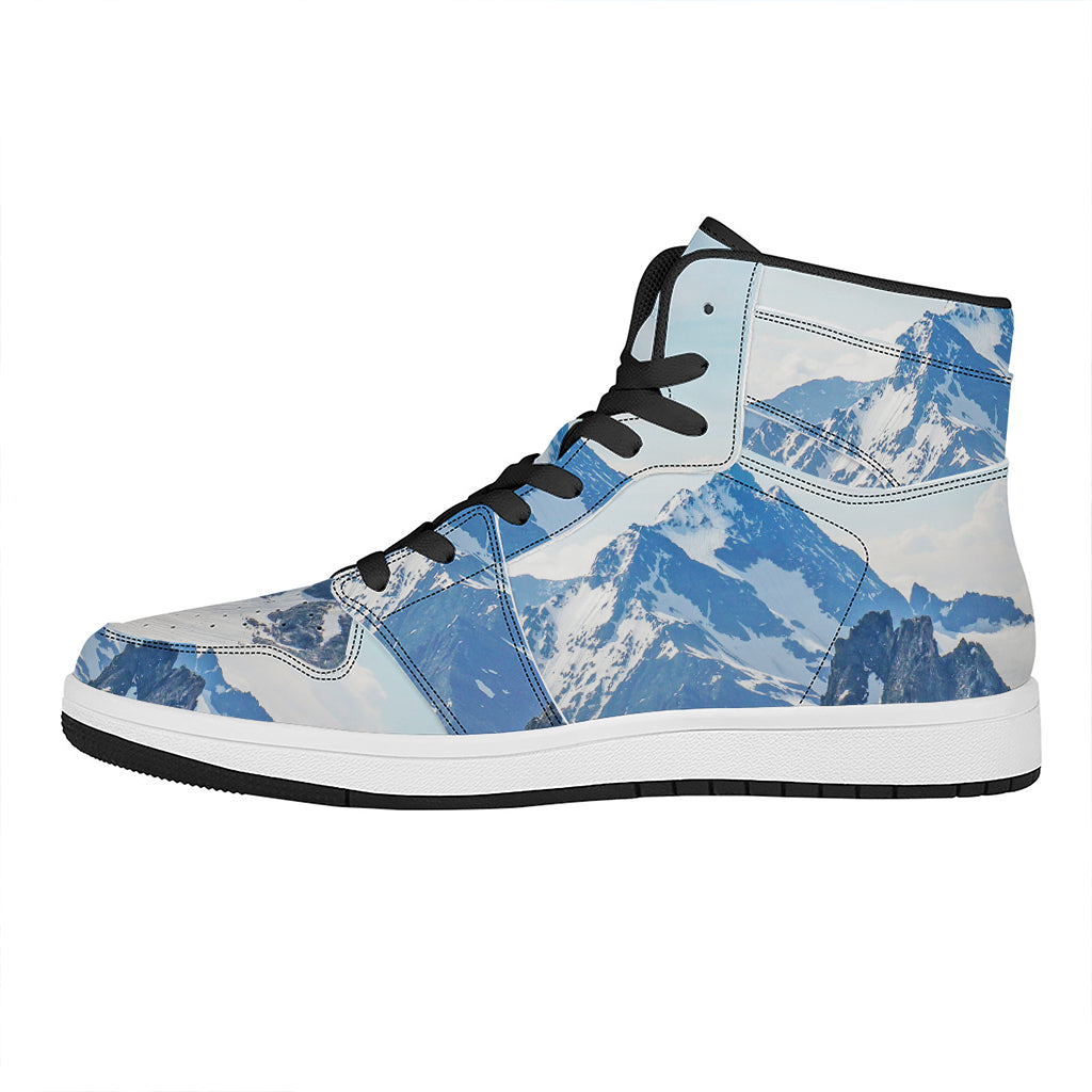 Alps Mountain Print High Top Leather Sneakers