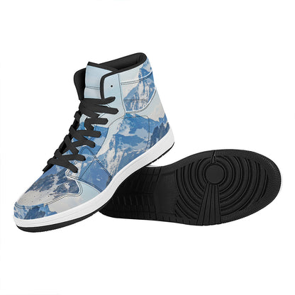 Alps Mountain Print High Top Leather Sneakers