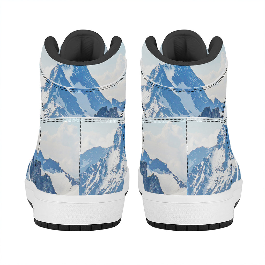 Alps Mountain Print High Top Leather Sneakers