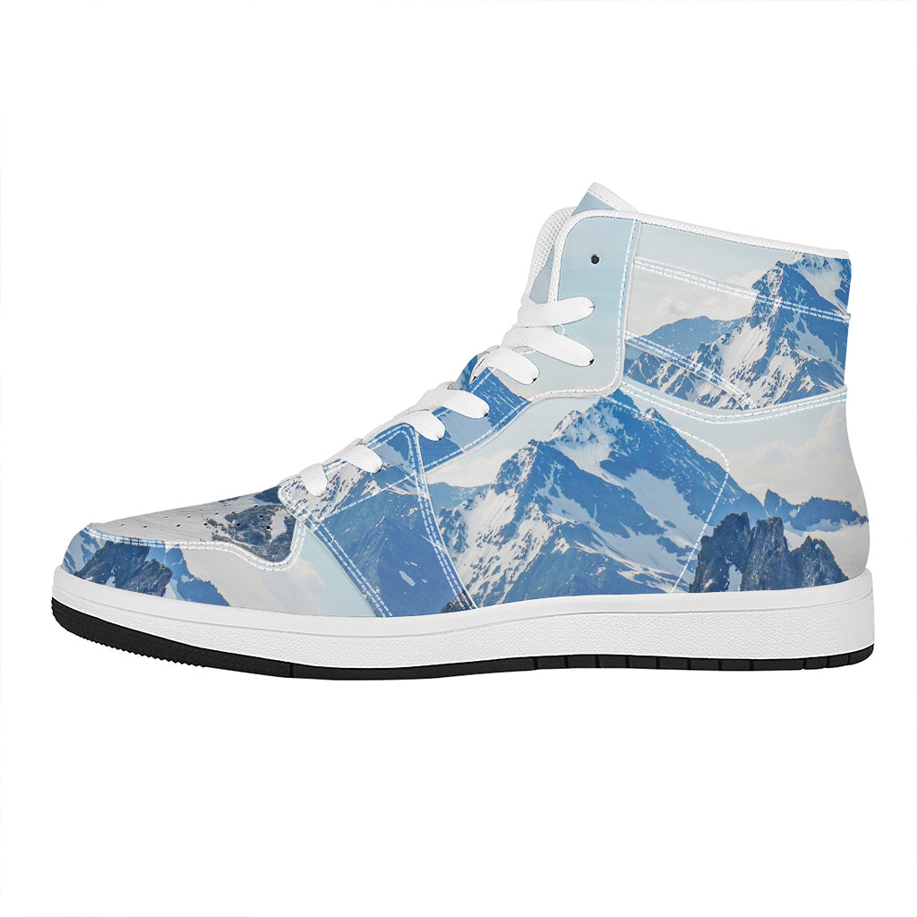 Alps Mountain Print High Top Leather Sneakers
