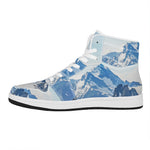 Alps Mountain Print High Top Leather Sneakers