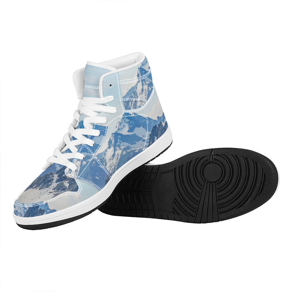 Alps Mountain Print High Top Leather Sneakers