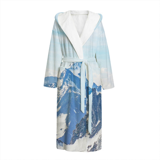 Alps Mountain Print Hooded Bathrobe