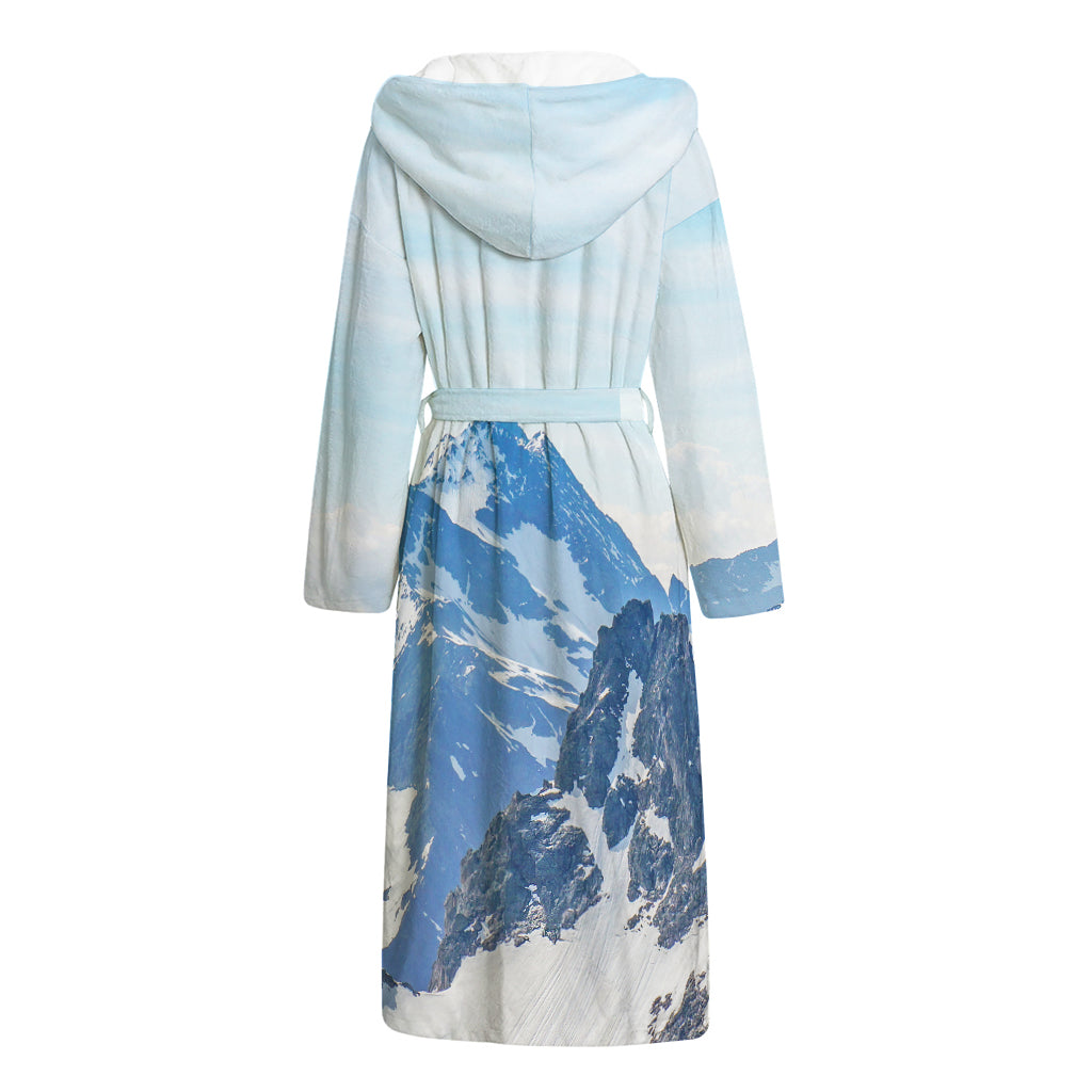 Alps Mountain Print Hooded Bathrobe