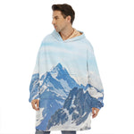 Alps Mountain Print Hoodie Blanket
