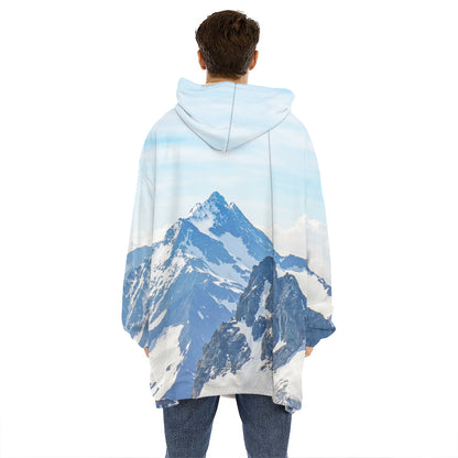 Alps Mountain Print Hoodie Blanket