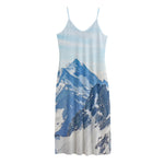 Alps Mountain Print Jersey Midi Cami Dress