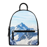 Alps Mountain Print Leather Backpack