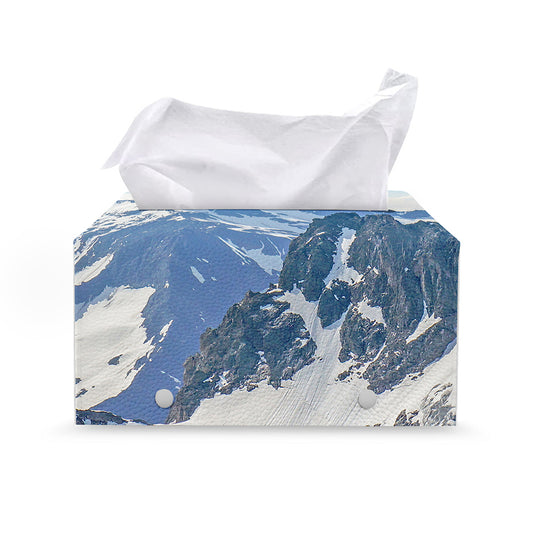 Alps Mountain Print Leather Tissue Box Cover