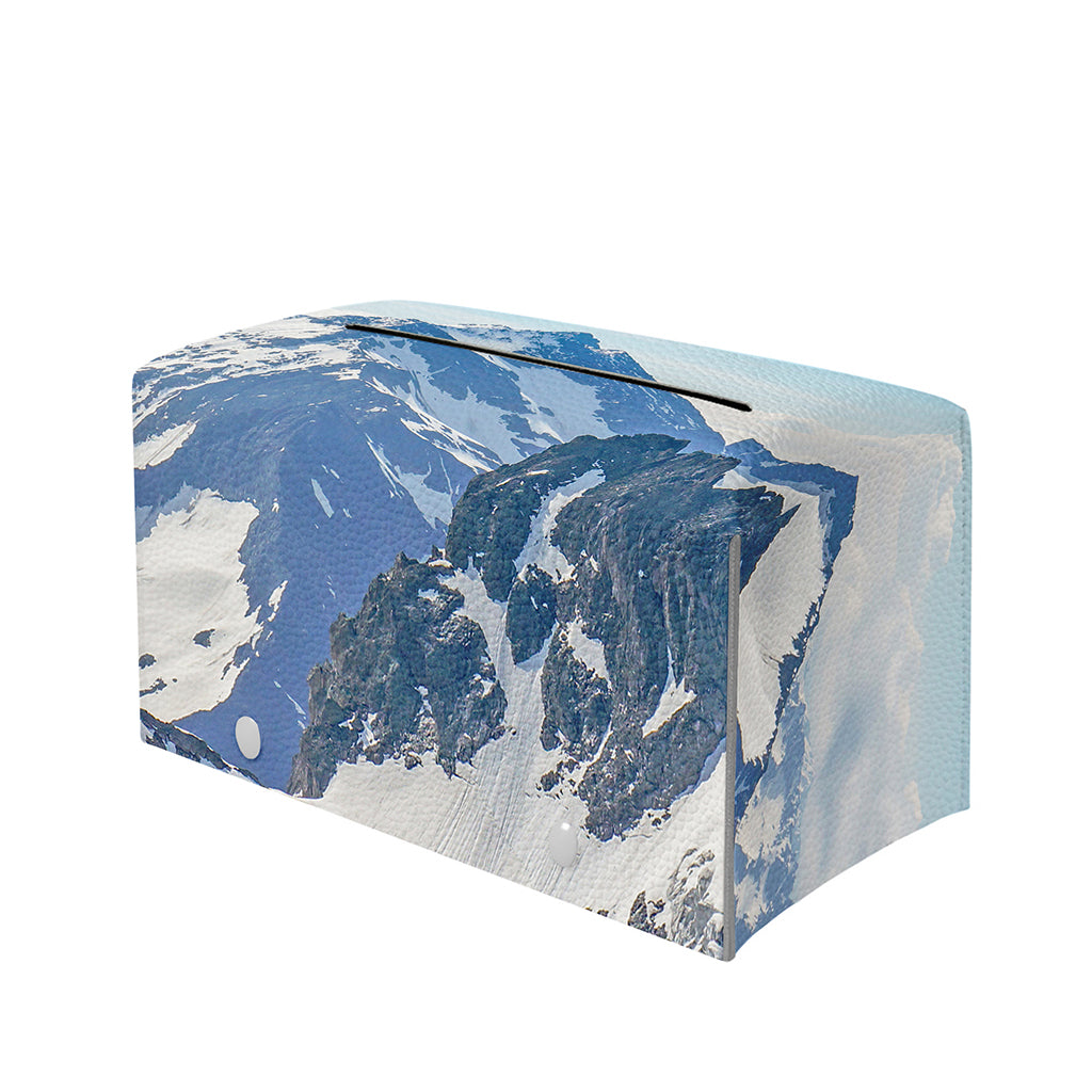 Alps Mountain Print Leather Tissue Box Cover