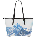 Alps Mountain Print Leather Tote Bag