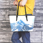 Alps Mountain Print Leather Tote Bag