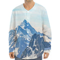 Alps Mountain Print Long Sleeve Baseball Jersey