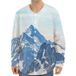 Alps Mountain Print Long Sleeve Baseball Jersey