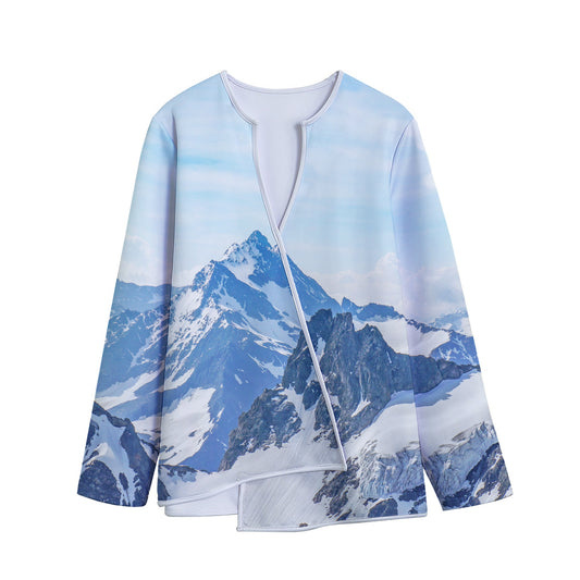 Alps Mountain Print Long Sleeve Short Coat