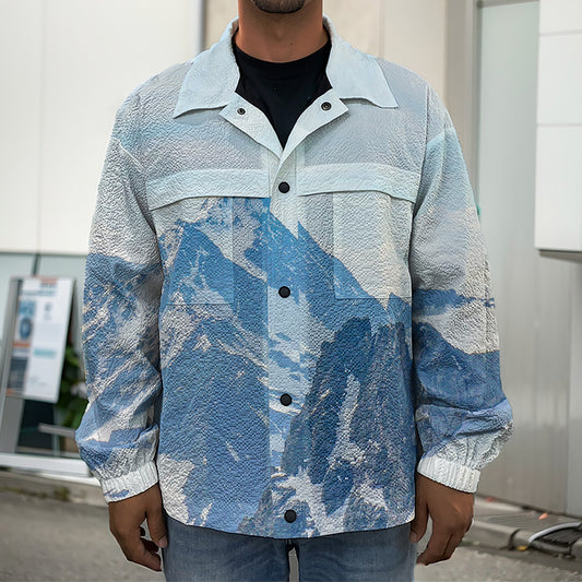 Alps Mountain Print Men's Shirt Jacket