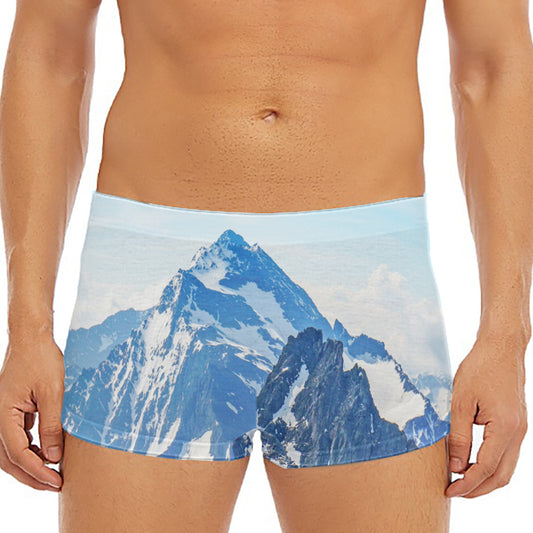 Alps Mountain Print Men's Short Boxer Briefs
