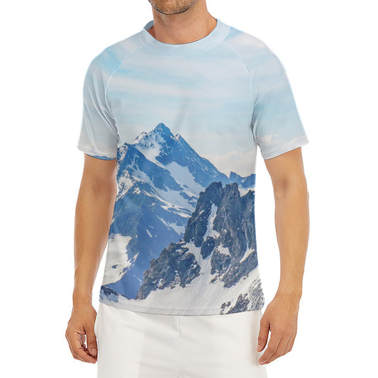 Alps Mountain Print Men's Short Sleeve Rash Guard