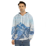 Alps Mountain Print Men's Velvet Pullover Hoodie