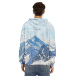 Alps Mountain Print Men's Velvet Pullover Hoodie