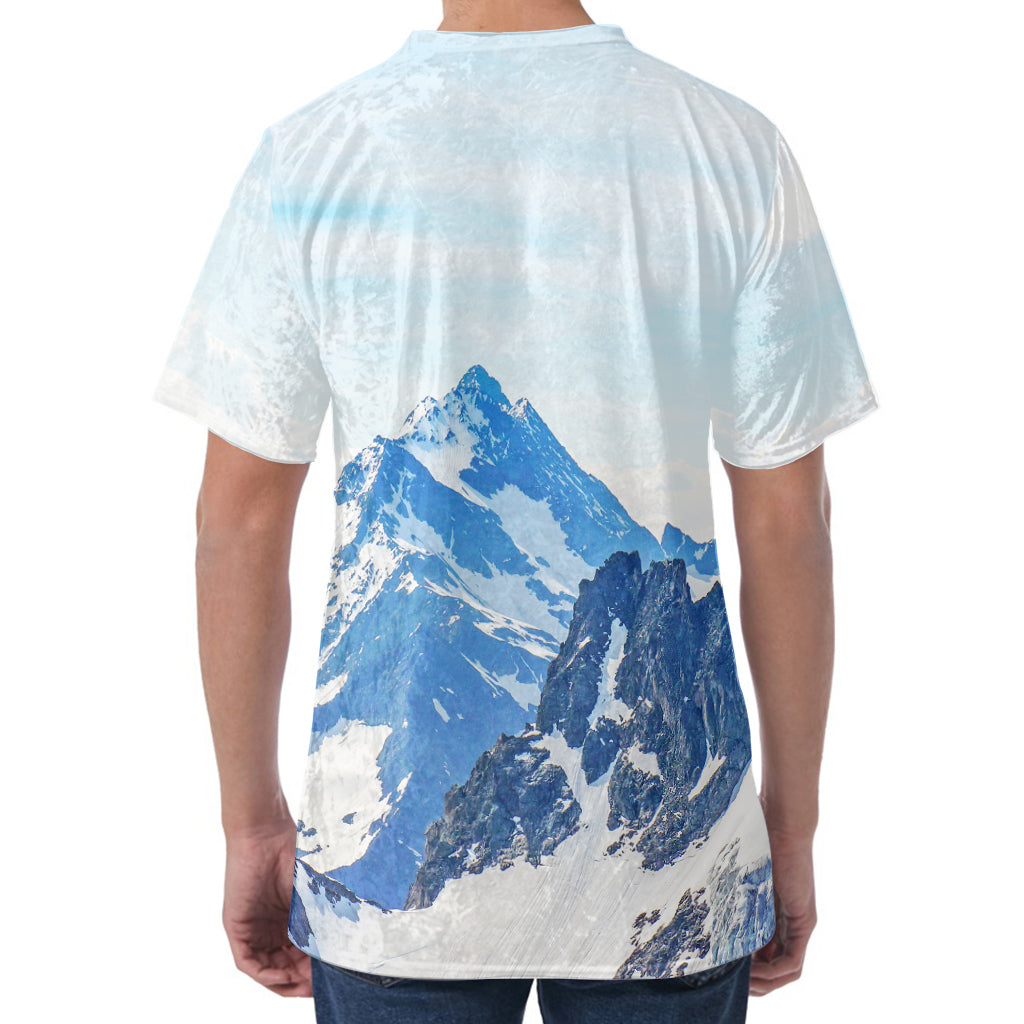 Alps Mountain Print Men's Velvet T-Shirt