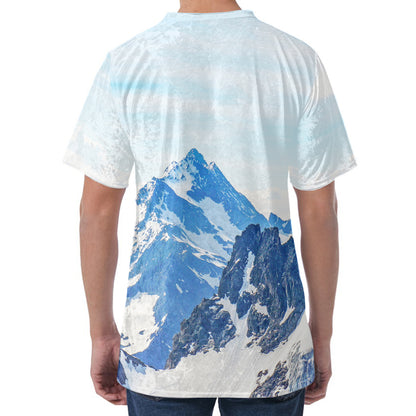 Alps Mountain Print Men's Velvet T-Shirt
