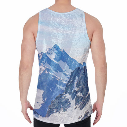 Alps Mountain Print Men's Velvet Tank Top